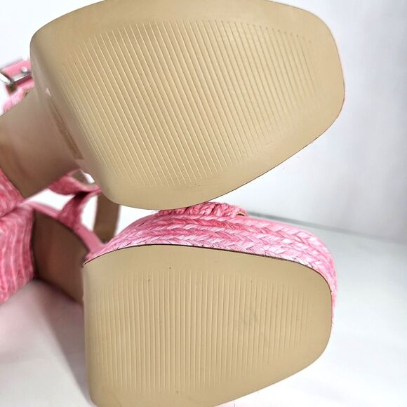 Steve Madden Lombardo Heeled Sandal Pink Raffeta Platform Buckle Ankle Strap W8 - Picture 11 of 16